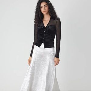 NEW Cider Velvet Sheer Vintage Rhinestone Elegant blouse large XL